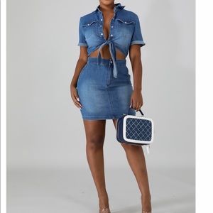 Brand New Tie Front Denim Dress